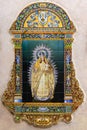 Ceramic tile mural of the virgin Mary, mother of Jesus Royalty Free Stock Photo